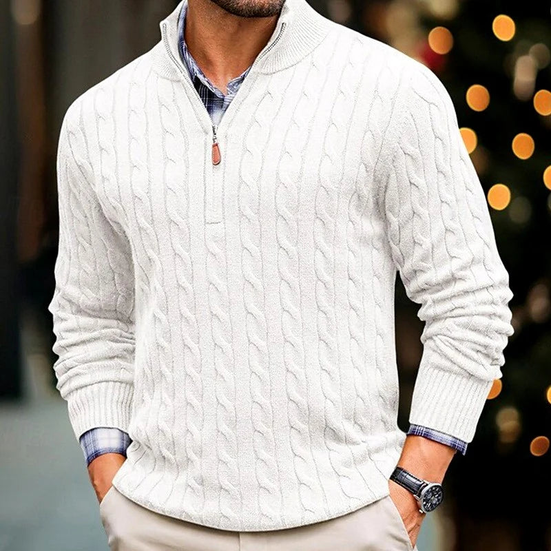 Men's Slim Fit Cable Knit Half-Zip Sweater 1
