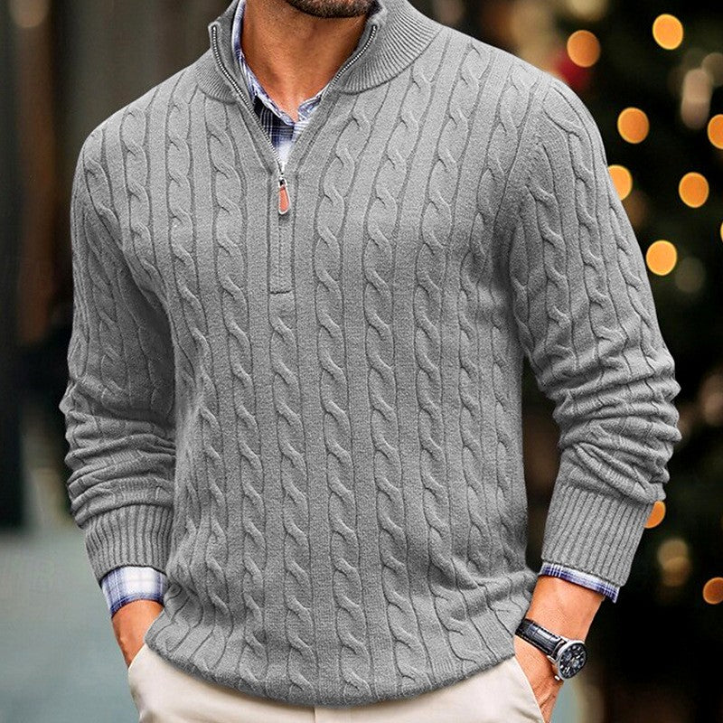 Men's Slim Fit Cable Knit Half-Zip Sweater 2