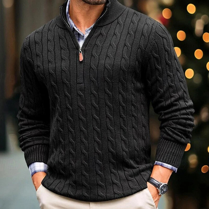 Men's Slim Fit Cable Knit Half-Zip Sweater 3