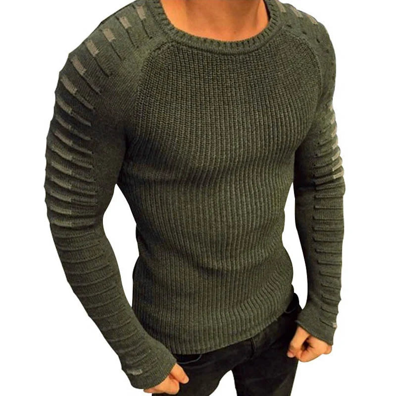 Men's Slim Fit Knit Sweater with Printed Raglan Sleeves 1