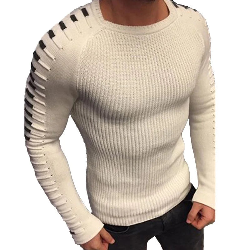Men's Slim Fit Knit Sweater with Printed Raglan Sleeves 2