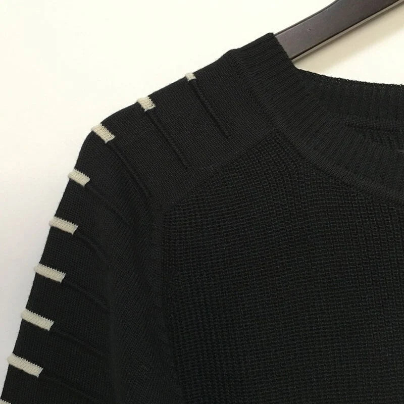 Men's Slim Fit Knit Sweater with Printed Raglan Sleeves 4