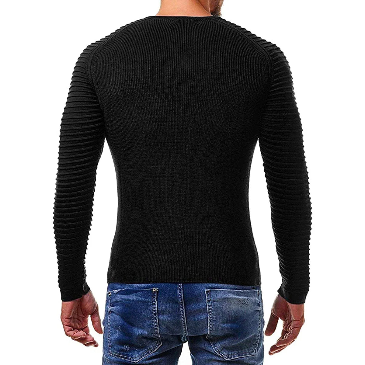 Men's Slim Fit Knit Sweater with Printed Raglan Sleeves 6