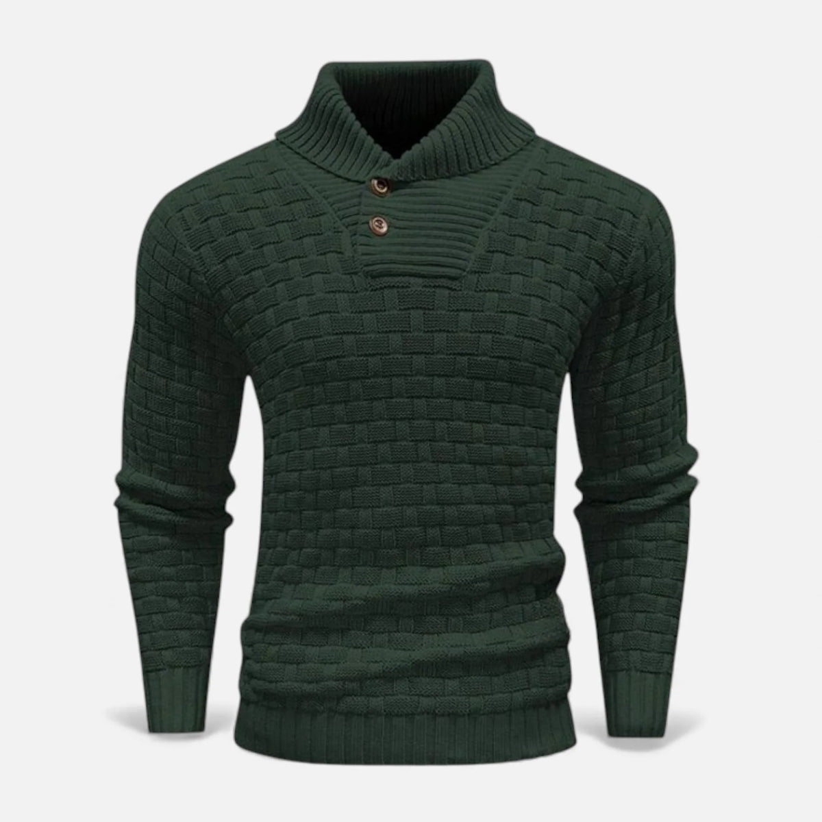Men's Slim Fit Knitted Turtleneck Sweater with Button Detail 4