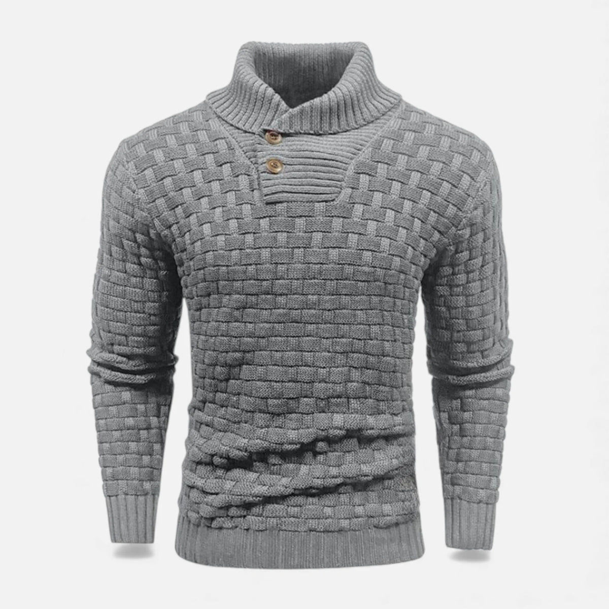 Men's Slim Fit Knitted Turtleneck Sweater with Button Detail 5