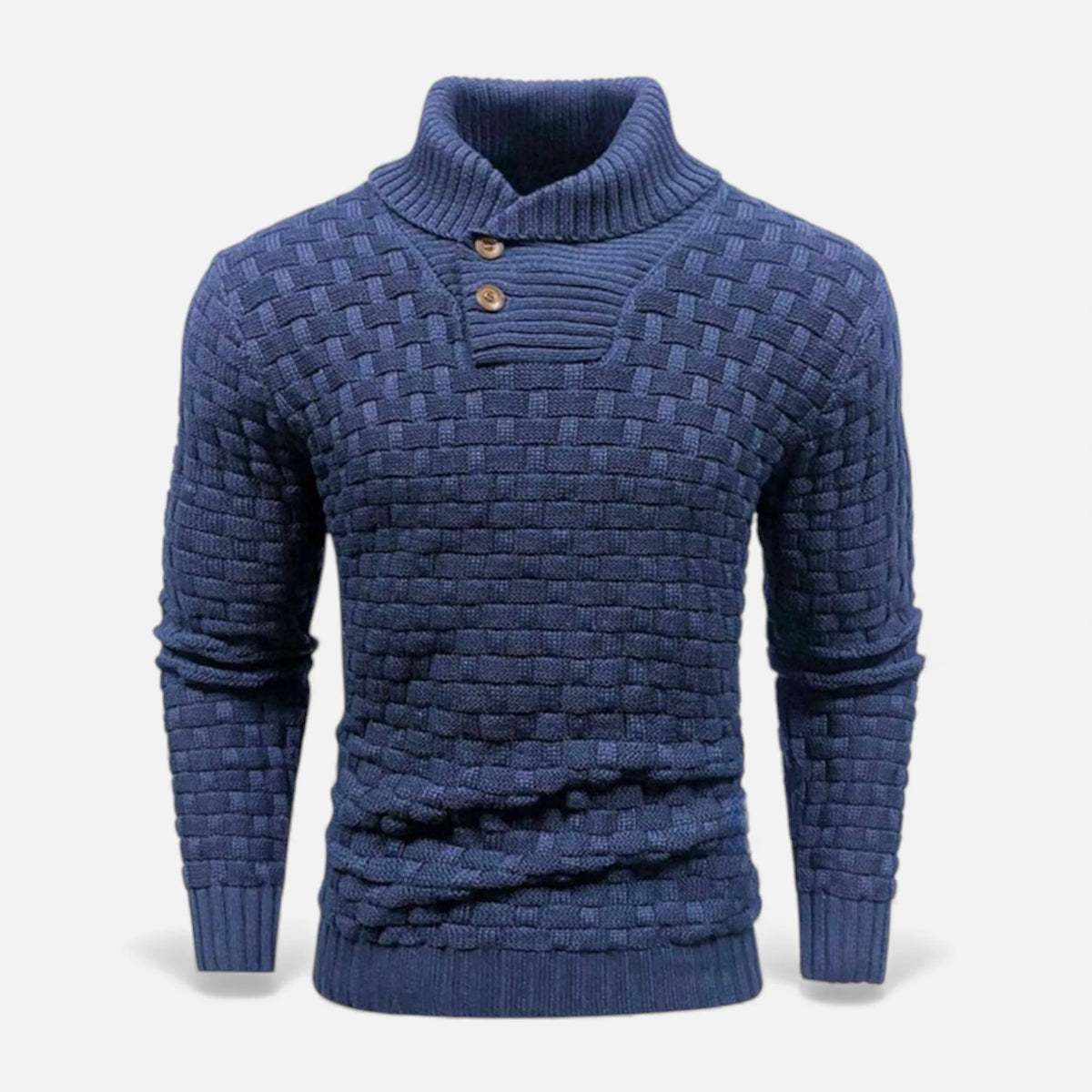 Men's Slim Fit Knitted Turtleneck Sweater with Button Detail 7