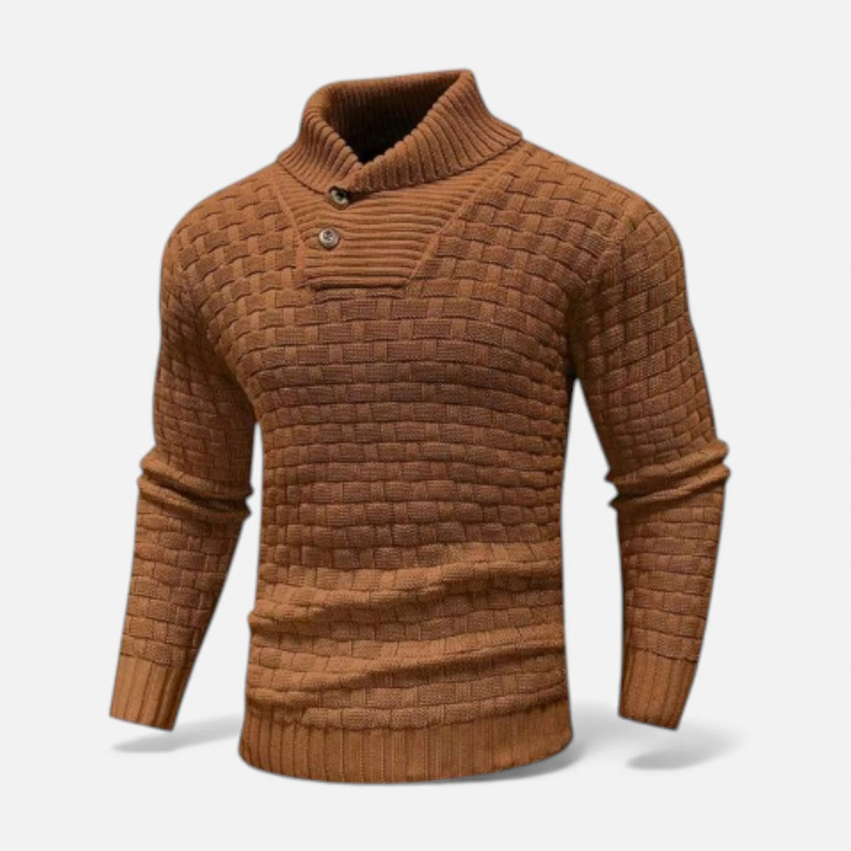 Men's Slim Fit Knitted Turtleneck Sweater with Button Detail 9