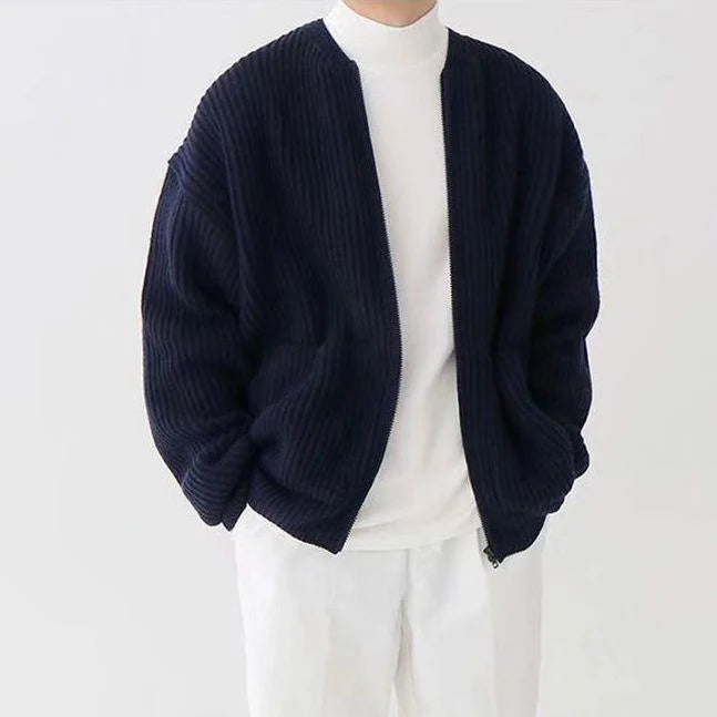 Men's Soft Knit Zip-Up Cardigan with Pockets 1