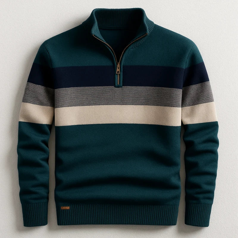 Men's Striped Quarter-Zip Pullover with Tailored Fit 2