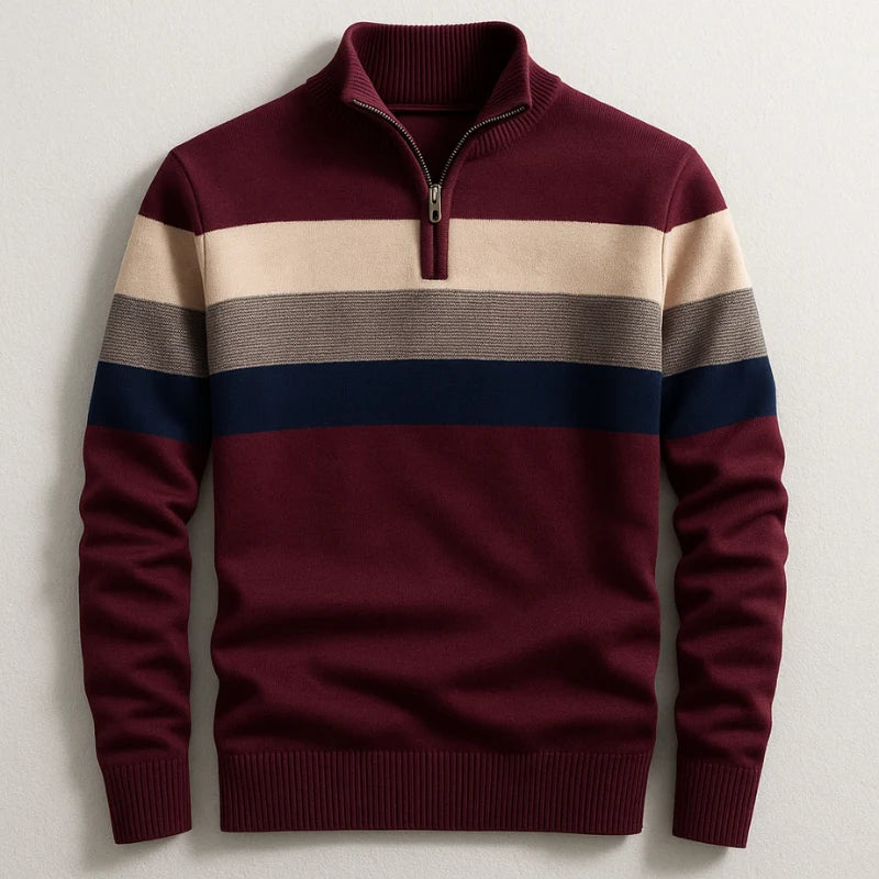 Men's Striped Quarter-Zip Pullover with Tailored Fit 3