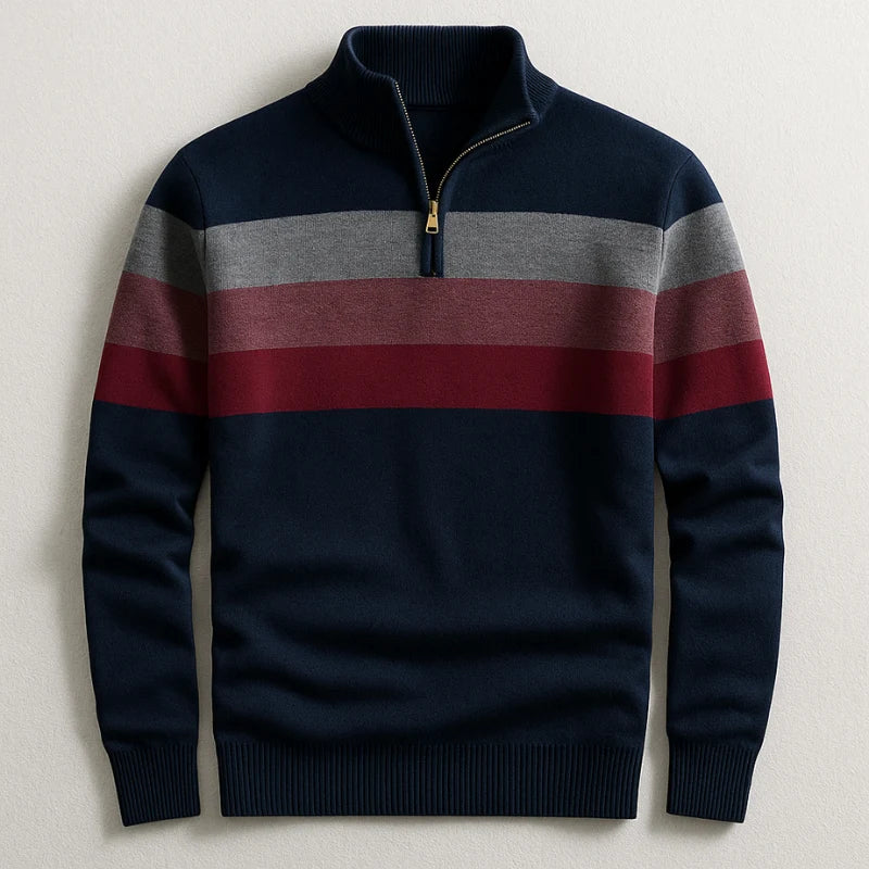 Men's Striped Quarter-Zip Pullover with Tailored Fit 4