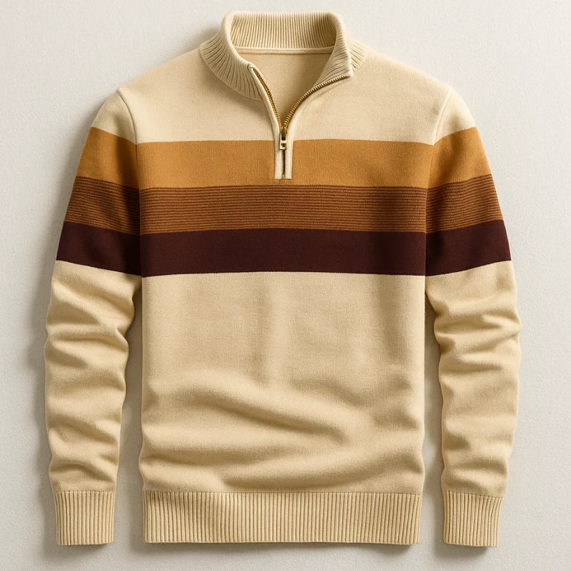 Men's Striped Quarter-Zip Pullover with Tailored Fit 5