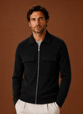 Men's Structured Knit Jacket with Full Zip and Utility Chest Pockets 0