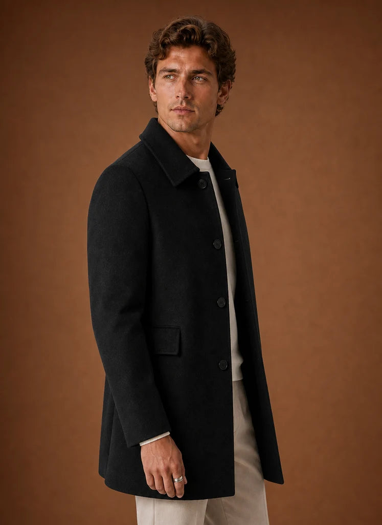 Men's Tailored Long Overcoat - Structured Fit for Winter Wear 1