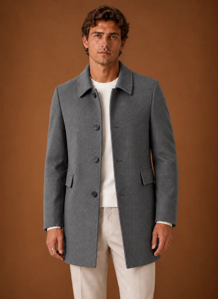 Men's Tailored Long Overcoat - Structured Fit for Winter Wear 4