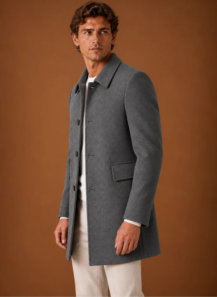 Men's Tailored Long Overcoat - Structured Fit for Winter Wear 5