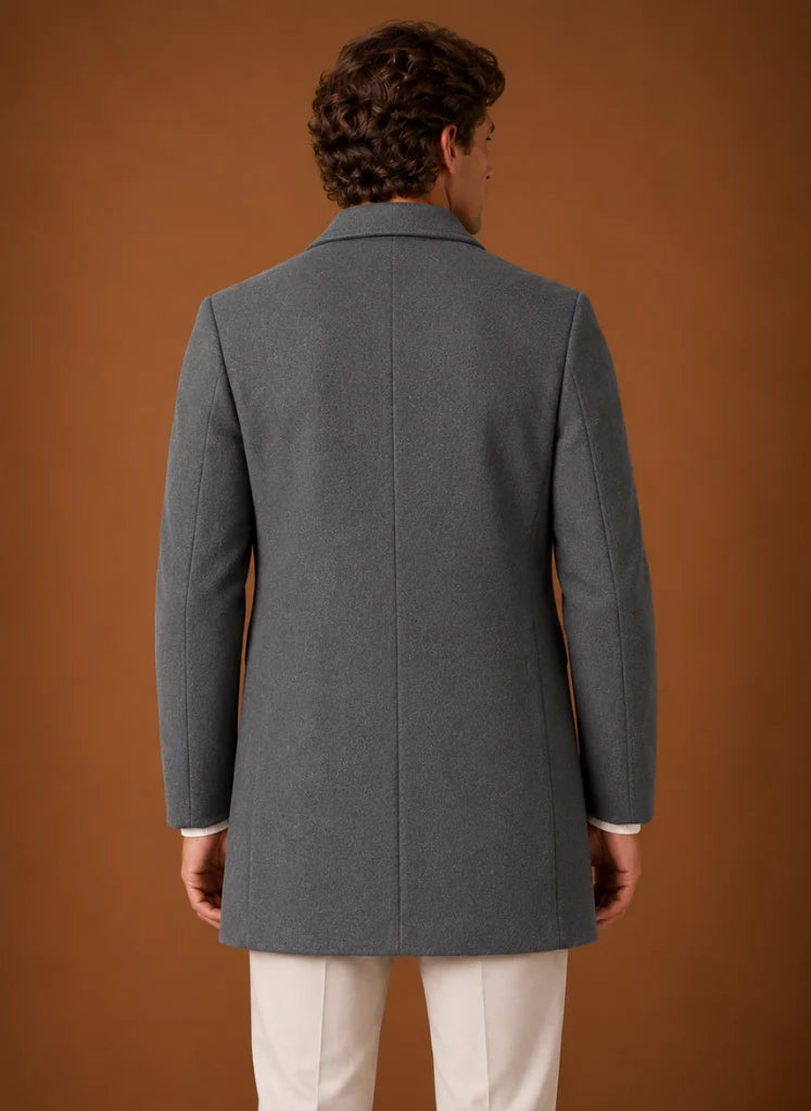 Men's Tailored Long Overcoat - Structured Fit for Winter Wear 6