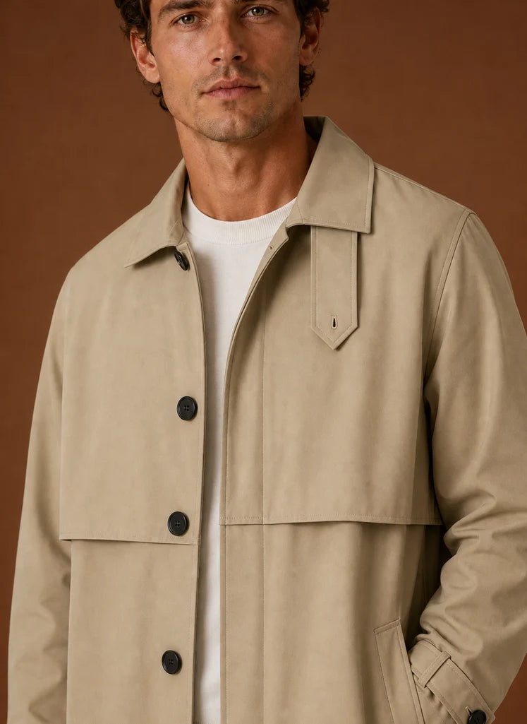 Men's Tailored Mid-Length Trench Coat for Versatile Layering 3