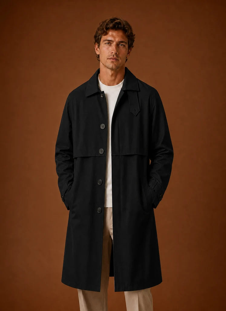 Men's Tailored Mid-Length Trench Coat for Versatile Layering 4