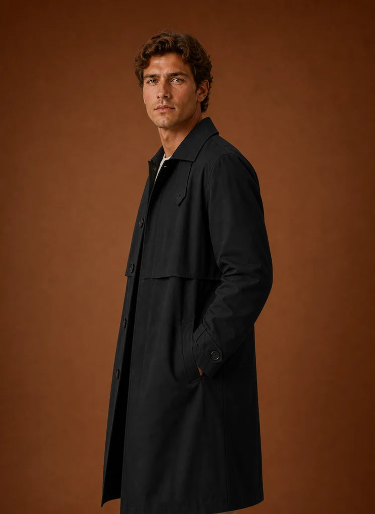 Men's Tailored Mid-Length Trench Coat for Versatile Layering 6