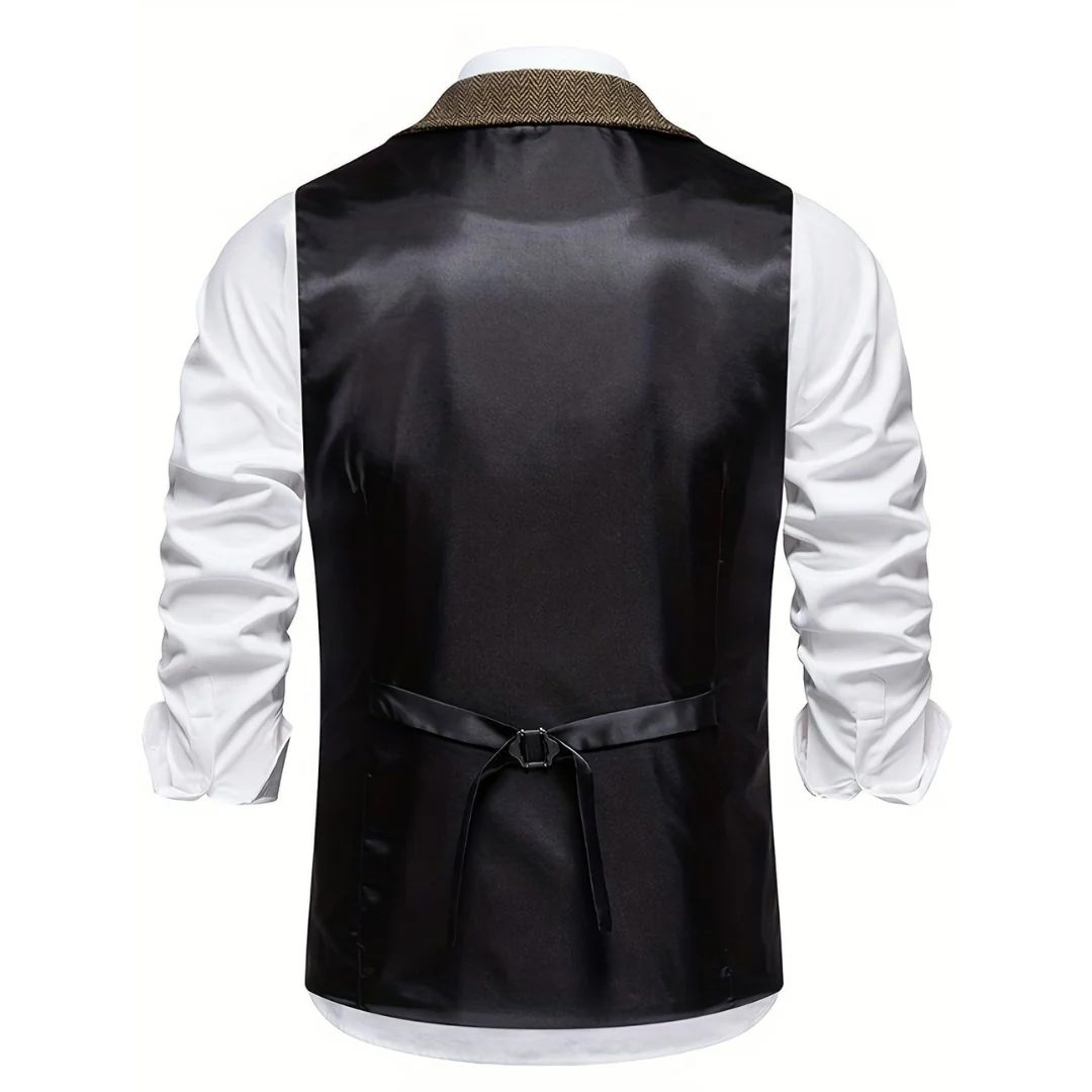 Men's Tailored Waistcoat with Structured Lapels and Front Button Closure 5