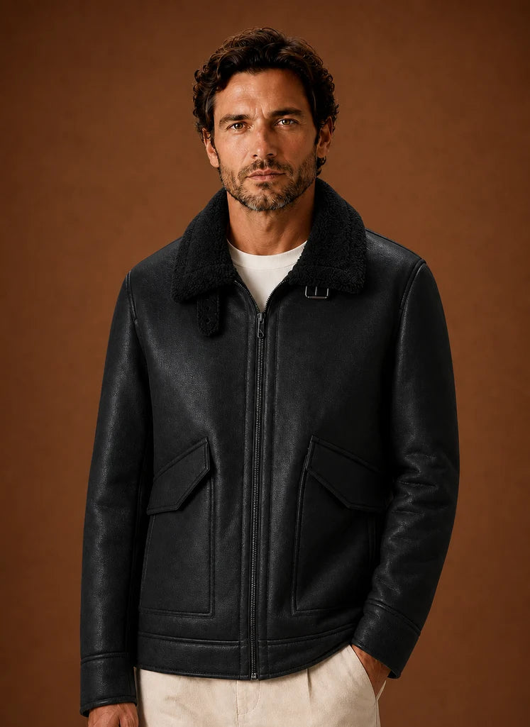 Men's Tailored Winter Overcoat with Structured Collar 4