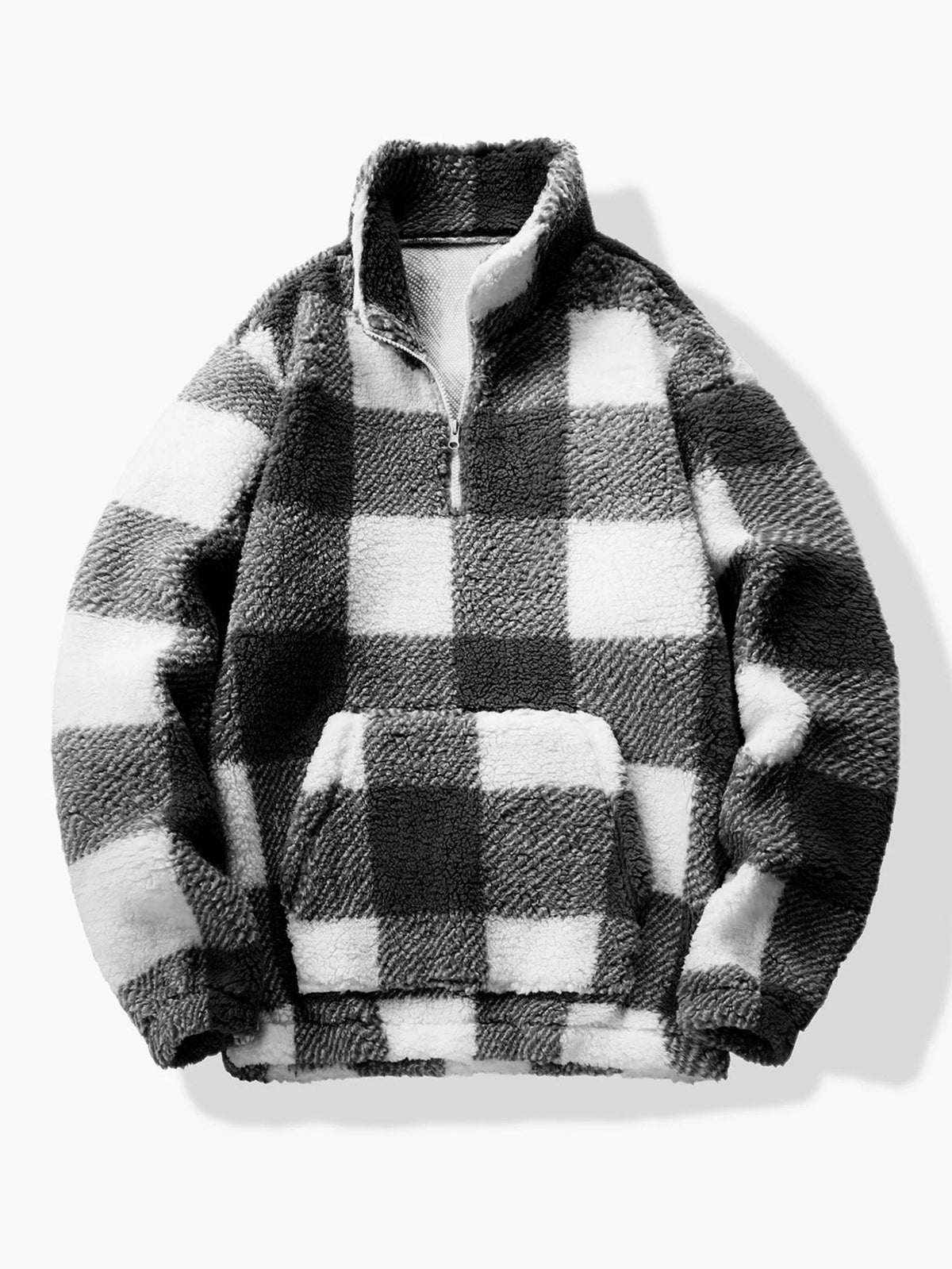 Men's Teddy Fleece Quarter-Zip Sweatshirt with Relaxed Fit 1