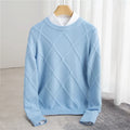 Men's Textured Knit Wool Blend Crew Neck Sweater for All-Day Comfort 0
