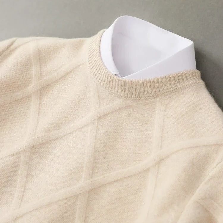 Men's Textured Knit Wool Blend Crew Neck Sweater for All-Day Comfort 2