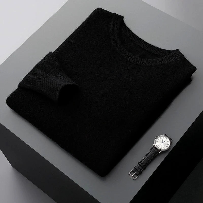 Men's Wool-Blend Crewneck Ribbed Pullover Sweater 0