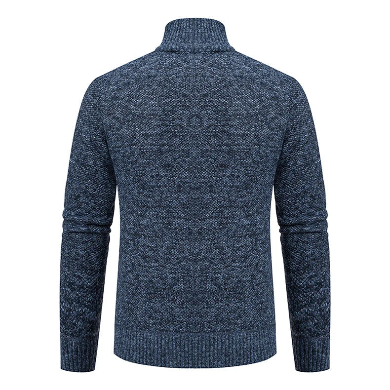 Men's Zip-Up Cardigan with Stand-Up Collar for Smart-Casual Wear 8