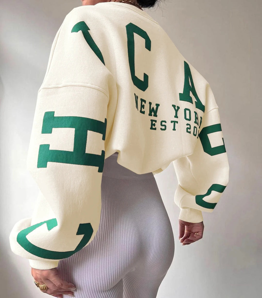 Oversized Relaxed Fit Sweater with Graphic Details for Women 8