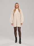 Oversized Rib-Knit Turtleneck Sweater with Stretch Fabric 0