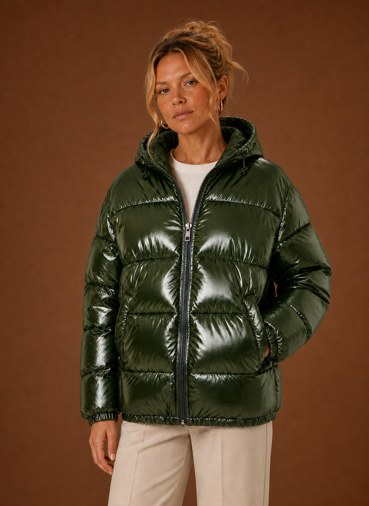 Oversized women's black puffer jacket designed for winter warmth and comfort, featuring a stylish and cozy silhouette with a spacious fit. 4