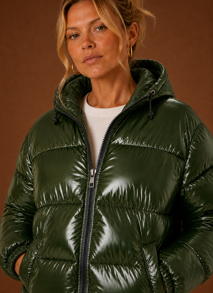 Oversized women's black puffer jacket designed for winter warmth and comfort, featuring a stylish and cozy silhouette with a spacious fit. 7