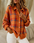 Relaxed Fit Checked Knit Cardigan for Women 0