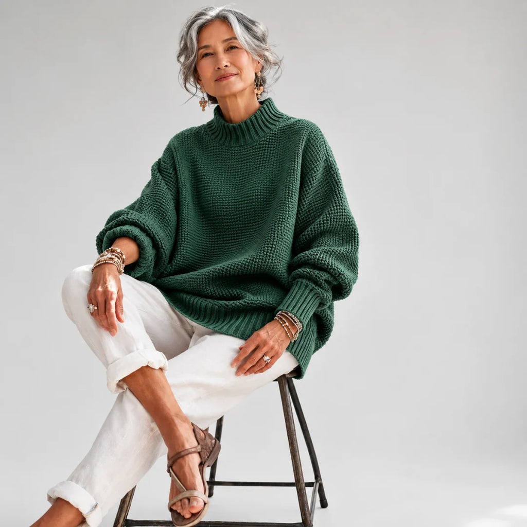 Relaxed Fit Textured Knit Sweater with Ribbed Collar 3