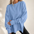 Relaxed Oversized Crewneck Women's Top with Dropped Shoulders 0