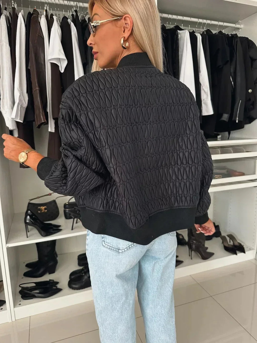 Zip-Front Quilted Jacket