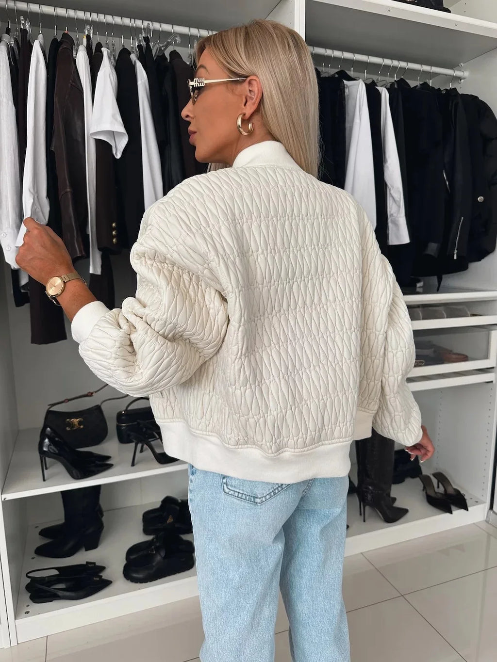 Zip-Front Quilted Jacket