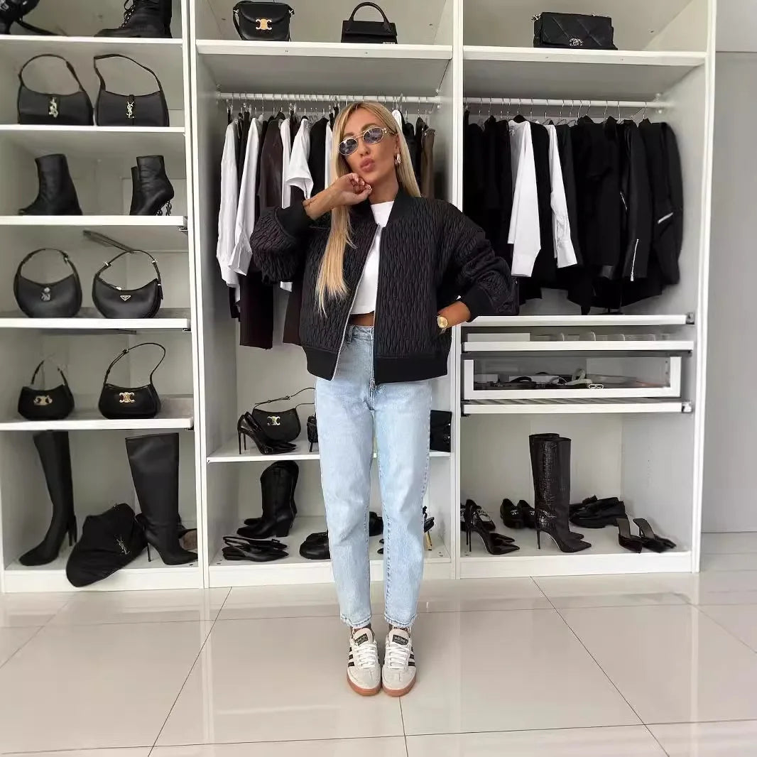 Zip-Front Quilted Jacket