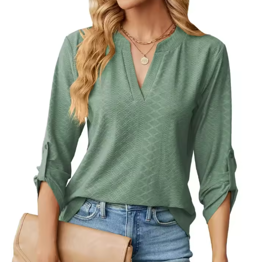 V-Neck Textured Blouse