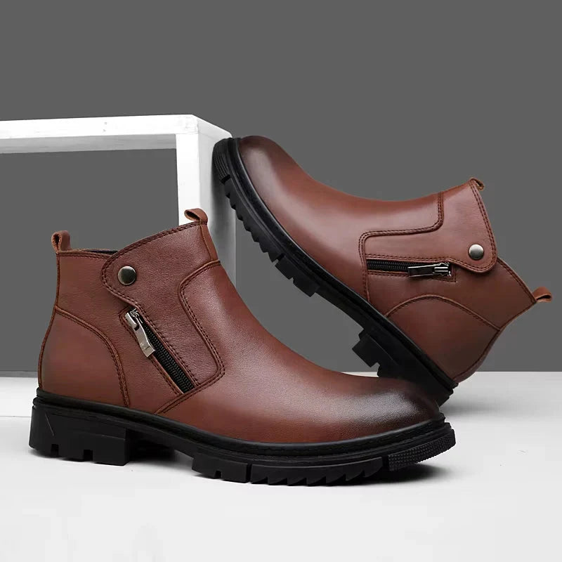 Side-Zip Leather Boots with Cushioned Insole and Grippy Outsole 2