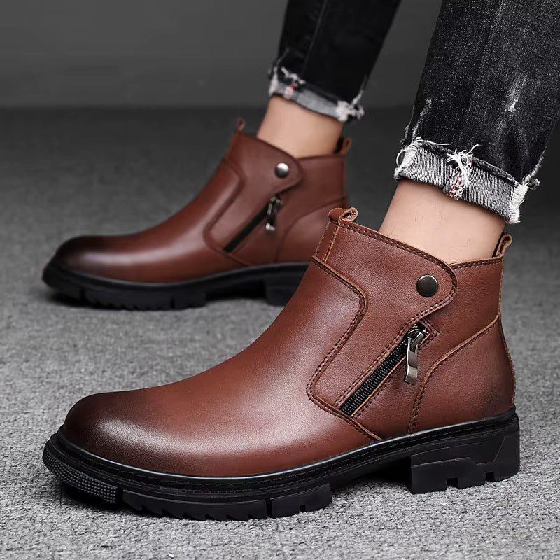 Side-Zip Leather Boots with Cushioned Insole and Grippy Outsole 3