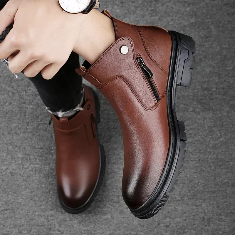 Side-Zip Leather Boots with Cushioned Insole and Grippy Outsole 4