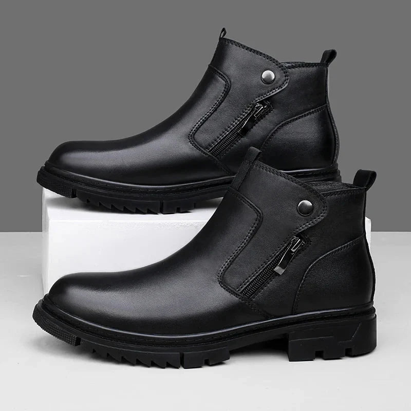 Side-Zip Leather Boots with Cushioned Insole and Grippy Outsole 6