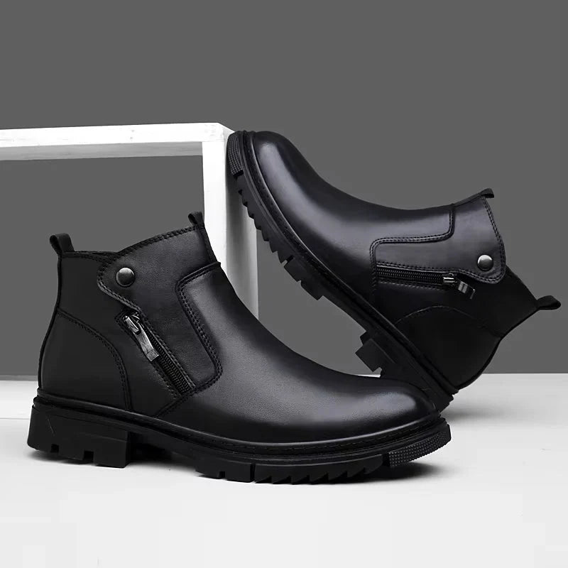 Side-Zip Leather Boots with Cushioned Insole and Grippy Outsole 7