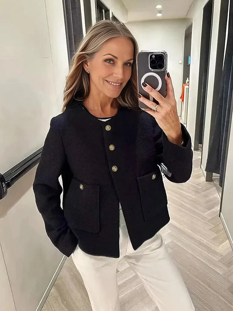 Slim Fit Cardigan with Lapel Collar for Women 2