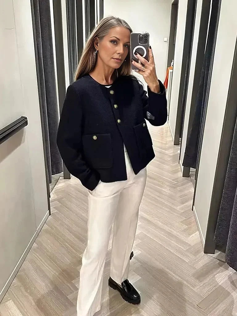 Slim Fit Cardigan with Lapel Collar for Women 3