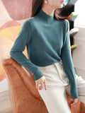 Slim Fit Knitted Women's Turtleneck Sweater with Stand-Up Collar 0